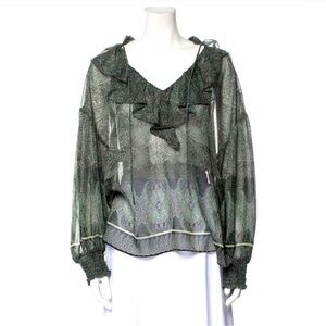 Description
Alice + Olivia Blouse
Green
Printed
Ruffle Embellishment